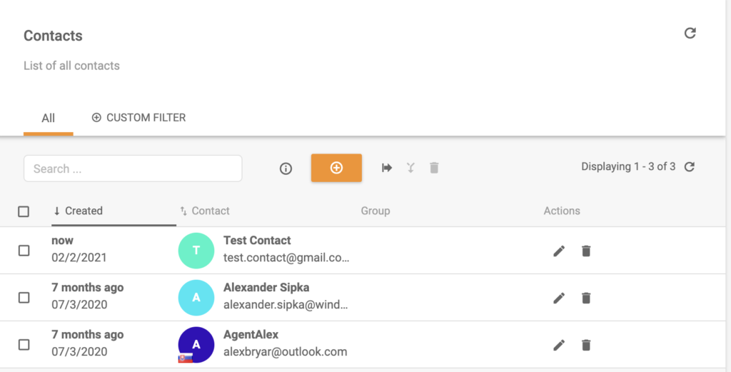 Un nou contact a fost adăugat în lista de contacte LiveAgent