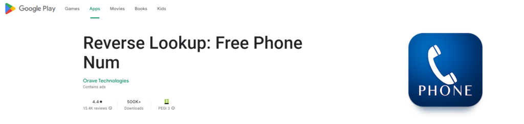 Căutare inversă: Telefon gratuit Num Google Play website
